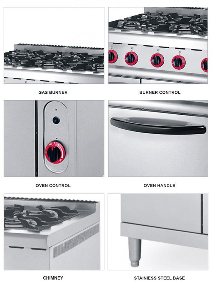 ZH-RQ-6商業台所オーブンが付いている専門の6つのバーナーのガス調理の範囲の価格の産業ガスこんろ