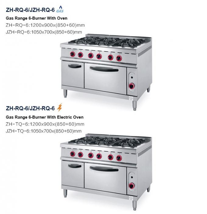 ZH-RQ-6商業台所オーブンが付いている専門の6つのバーナーのガス調理の範囲の価格の産業ガスこんろ
