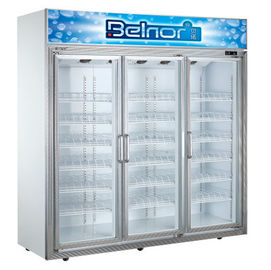 縦のスーパーマーケットの表示冷却装置、3つのガラスのドア商業冷却装置フリーザー