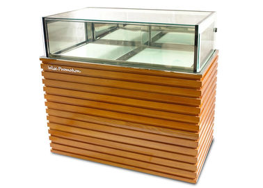 木製/ステンレス鋼の基盤のガラス ケーキ冷却装置ショーケース/ペストリーの飾り戸棚