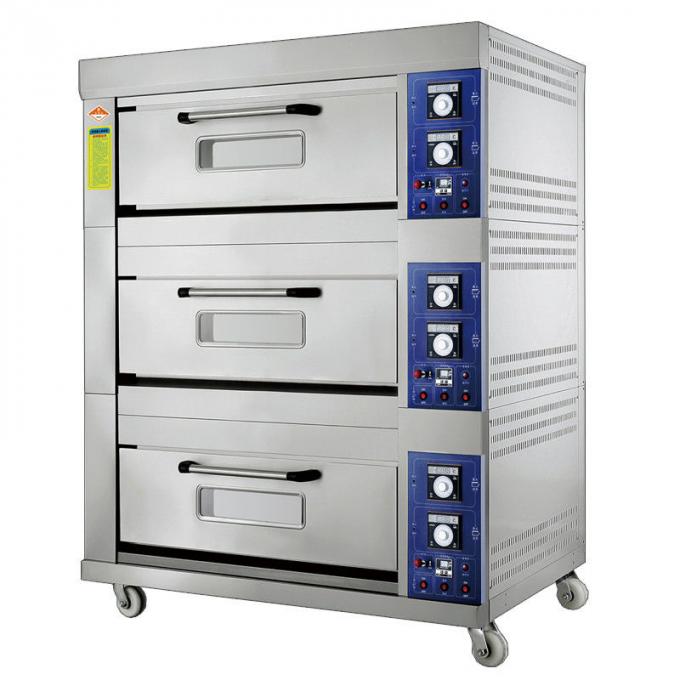 タイミング制御および調節可能な温度較差20~400°C容量3のデッキが付いている薄板にタイプのガスのパン屋オーブン6つの皿