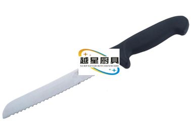 25cmのステンレス鋼の調理器具、黒いプラスチック ハンドルが付いている西部様式のパン切りナイフ