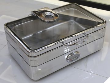 電気長方形のChaferのステンレス鋼の調理器具デジタル-温度1/1 GNの食糧鍋ミラーの終わりを表示して下さい